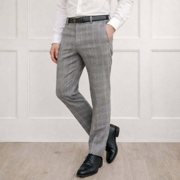Moods of Norway Wool Glen Plaid Dress Pants Men's Tailored Norwegian Designer